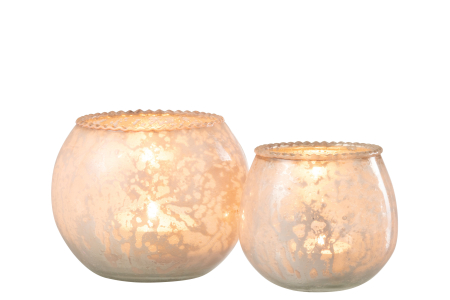 Suport lumanari, Sticla, Roz, 13x13x10 [4]