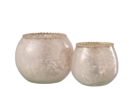 Suport lumanari, Sticla, Roz, 13x13x10 [3]