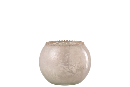 SALE % - Suport lumanari, Sticla, Roz, 13x13x10