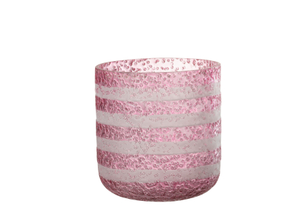 SALE % - Suport lumanari, Sticla, Roz, 14x14x15