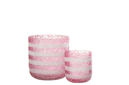 Suport lumanari, Sticla, Roz, 14x14x15 [3]