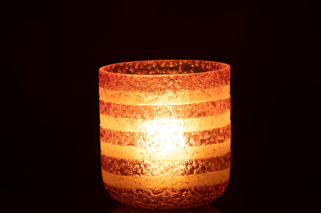 Suport lumanari, Sticla, Roz, 14x14x15 [2]