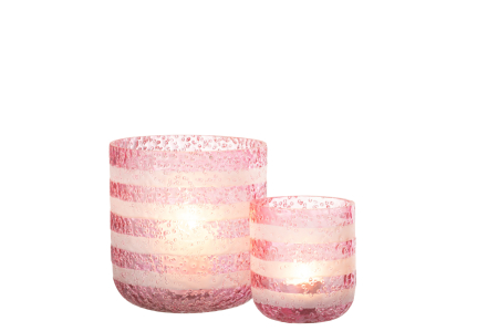 Suport lumanari, Sticla, Roz, 14x14x15 [4]