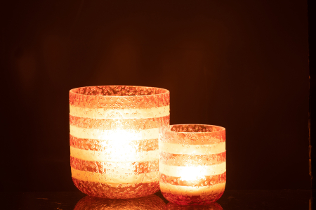 Suport lumanari, Sticla, Roz, 14x14x15 [5]