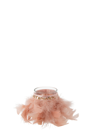 SALE % - Suport lumanari, Sticla, Roz, 6x6x7.5