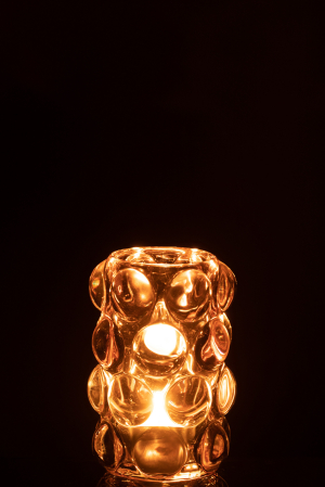 Suport lumanari, Sticla, Roz, 8.5x8.5x12.5 [2]