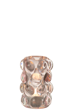 Suport lumanari, Sticla, Roz, 8.5x8.5x12.5 [1]