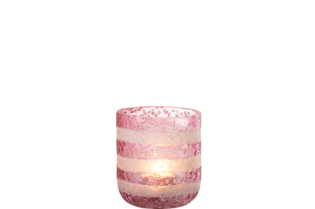 Suport lumanari, Sticla, Roz, 9x9x10 [1]