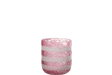Suporturi lumanari - Suport lumanari, Sticla, Roz, 9x9x10