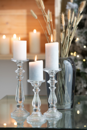 Suport lumanari, Sticla, Transparent, 10x10x20 [2]