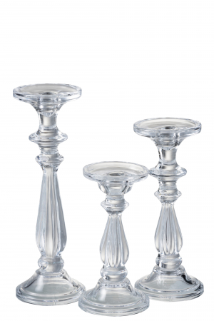 Suport lumanari, Sticla, Transparent, 10x10x30.5 cm [1]