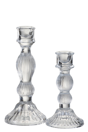 Suport lumanari, Sticla, Transparent, 9x9x20 [2]