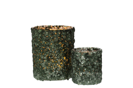 Suport lumanari, Sticla, Verde, 10x10x12.5 [4]