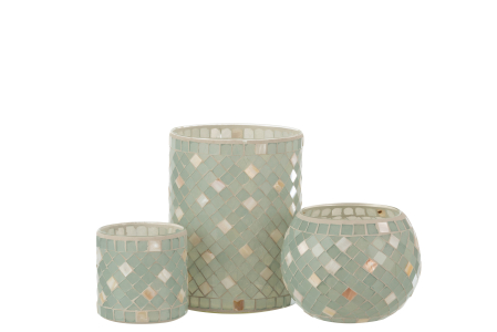 Suport lumanari, Sticla, Verde, 15x15x20.5 cm [4]