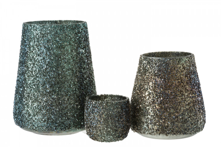 Suport lumanari, Sticla, Verde, 17x17x23 cm [3]