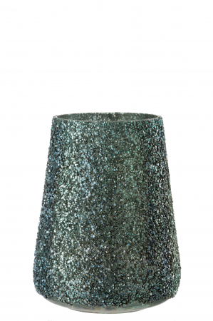 SALE % - Suport lumanari, Sticla, Verde, 17x17x23 cm