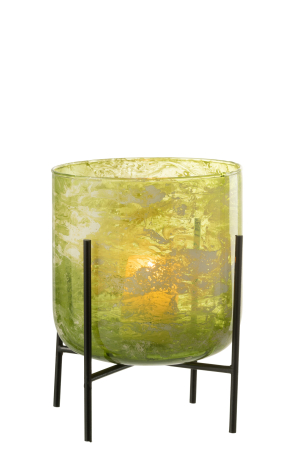 Suport lumanari, Sticla, Verde, 18x18x20 [1]