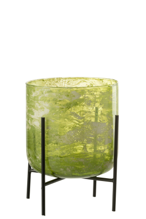 SALE % - Suport lumanari, Sticla, Verde, 18x18x20