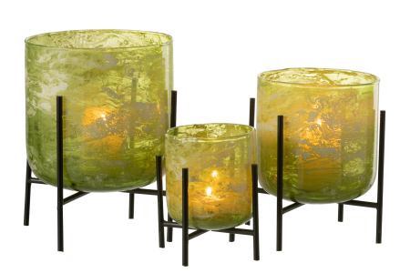Suport lumanari, Sticla, Verde, 18x18x20 [4]