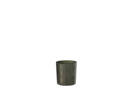 SALE % - Suport lumanari, Sticla, Verde, 7x7x8