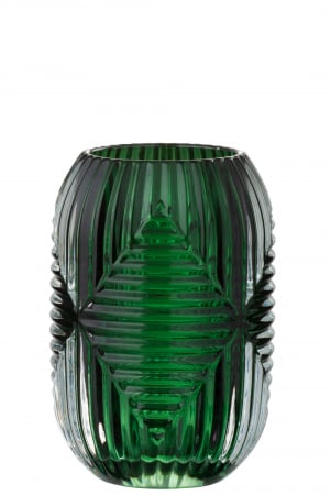 SALE % - Suport lumanari, Sticla, Verde, 9x9x13 cm