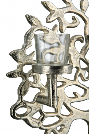 Suport lumanari Tree of Life, Aluminium, Argintiu, 36x38x11 cm [1]