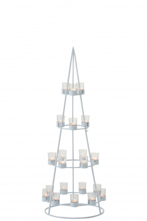 Suport lumanari Tree, Sticla/Metal/Fier, Transparent/Alb, 42x42x110 cm [1]