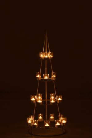 Suport lumanari Tree, Sticla/Metal/Fier, Transparent/Alb, 42x42x110 cm [2]