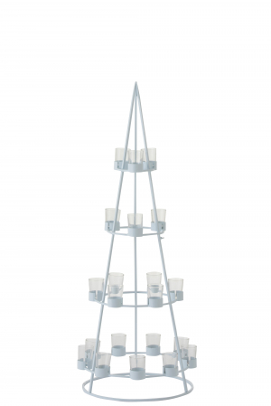 SALE % - Suport lumanari Tree, Sticla/Metal/Fier, Transparent/Alb, 42x42x110 cm