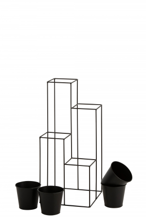 Suport pentru 4 ghivece , Metal/Fier, Negru, 31x31x70.5 cm [1]