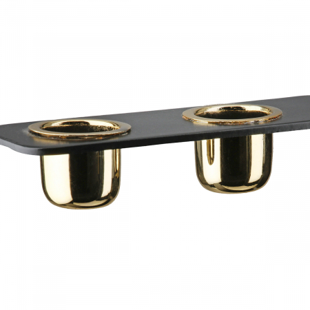 Suport pentru lumânări, Duo, Metal, negru, PU 3, L. 4 cm, L. 16 cm, H. 10 cm [2]