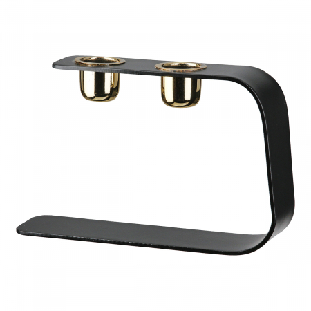 DECORATIUNI - Suport pentru lumânări, Duo, Metal, negru, PU 3, L. 4 cm, L. 16 cm, H. 10 cm