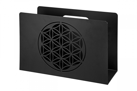 Suport reviste - Suport pentru reviste Flower, Metal, Negru, 10x30x20 cm