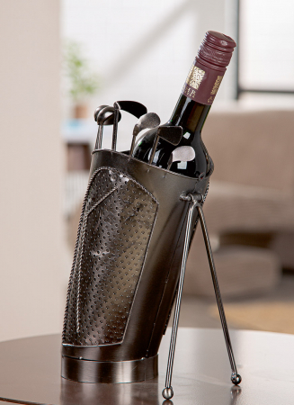 DINING - Suport pentru sticle, motiv Golf, Metal, argintiu, PU 2, L. 12 cm, l. 15 cm, H 27 cm