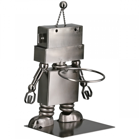 Suport pentru sticle, Roboți, Metal, argintiu, PU 2, L. 13 cm, l. 17 cm, H 25 cm [2]