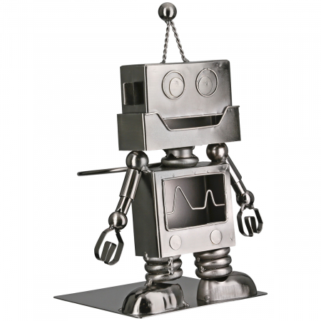 Suport pentru sticle, Roboți, Metal, argintiu, PU 2, L. 13 cm, l. 17 cm, H 25 cm [1]
