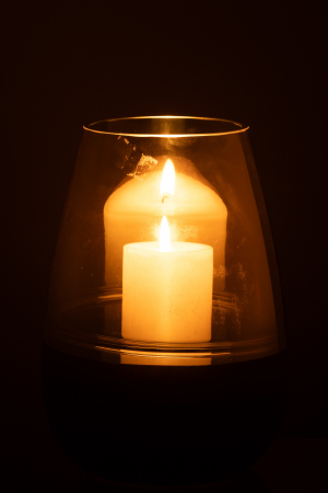 Suport pentru tealight/Vază, LINES, Sticlă Negru/Auriu, M, L 19| W 19| H 26 cm [2]