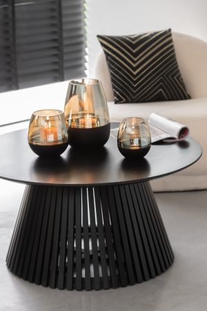 Suport pentru tealight/Vază, LINES, Sticlă Negru/Auriu, M, L 19| W 19| H 26 cm [5]