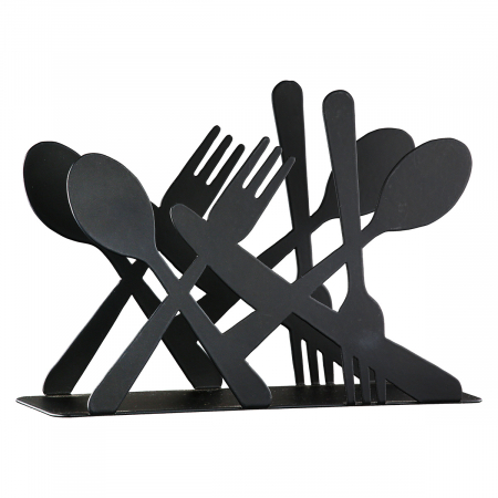 Suport șervețel, Tacâmuri, Tacâmuri, Metal, negru, PU 8, L. 4,5 cm, L. 13,5 cm, H. 9,5 cm [1]