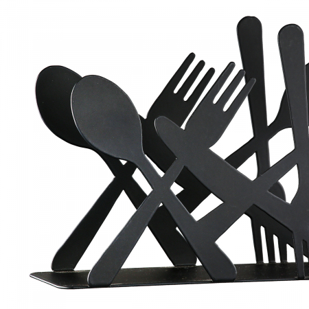 Suport șervețel, Tacâmuri, Tacâmuri, Metal, negru, PU 8, L. 4,5 cm, L. 13,5 cm, H. 9,5 cm [2]