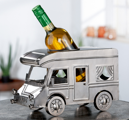 Accesorii - Suport sticla Camper, Metal, Argintiu, 30.5x18.5x16 cm