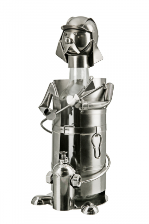 Suport sticla Fireman, Metal, Argintiu, 14x16x39 cm [2]