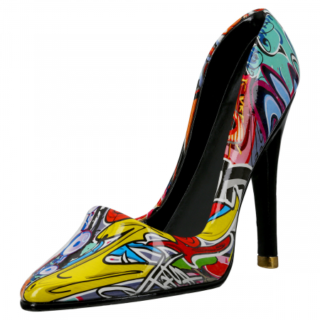 DINING - Suport sticle, Toc inalt, Pantofi, Street Art Pumps, Graffiti, Polyresin, multicolor, PU 2, L. 9 cm, L. 23 cm, H. 19 cm