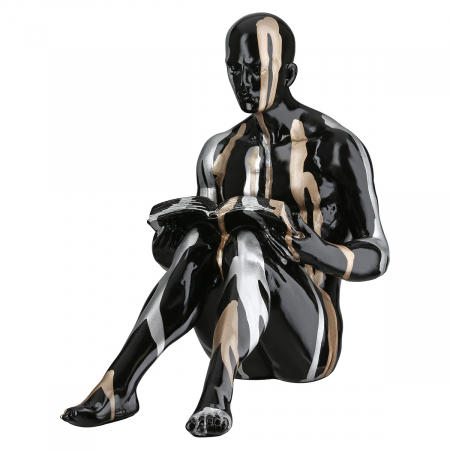 Suporturi de carte, Persoană, Motiv carte, Model liniar, Rășină sintetică, negru, PU 2, 2 asortate, L. 14 cm, L. 23 cm, H 23 cm [1]