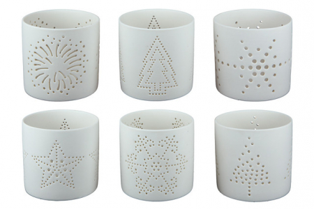 Suport lumanare, X'MAS, Portelan, 7X7X7 cm, set 6 [1]