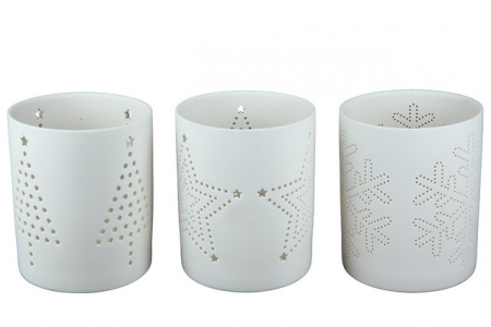Suport lumanare, X'MAS, Portelan, 8X8X10 cm, set 3 [2]