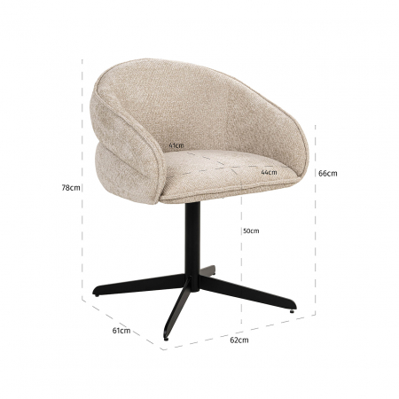 Scaun rotativ Angelina (Unicorn 11 crem), Dims: 78.0 x 62.0 x 61.0 cm [4]