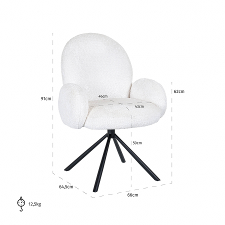 Swivel chair Jolie (Sheep 02 white) [3]
