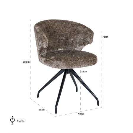 Scaun rotativ Milly stone chenille (Niagara 104 Stone Chenille) [4]