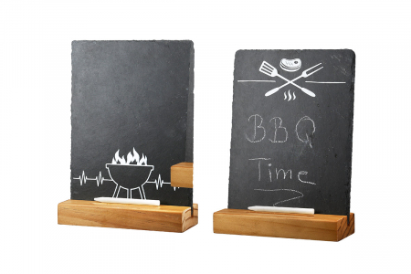 Tablă, dreptunghiulară, Grill, Motiv grătar, Ardezie, antracit, PU 8, 2 buc. asortate, L. 7 cm, L. 15 cm, H. 21 cm [4]